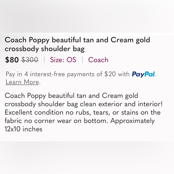 Coach Poppy beautiful tan and Cream gold crossbody shoulder bag - Picture 12 of 12
